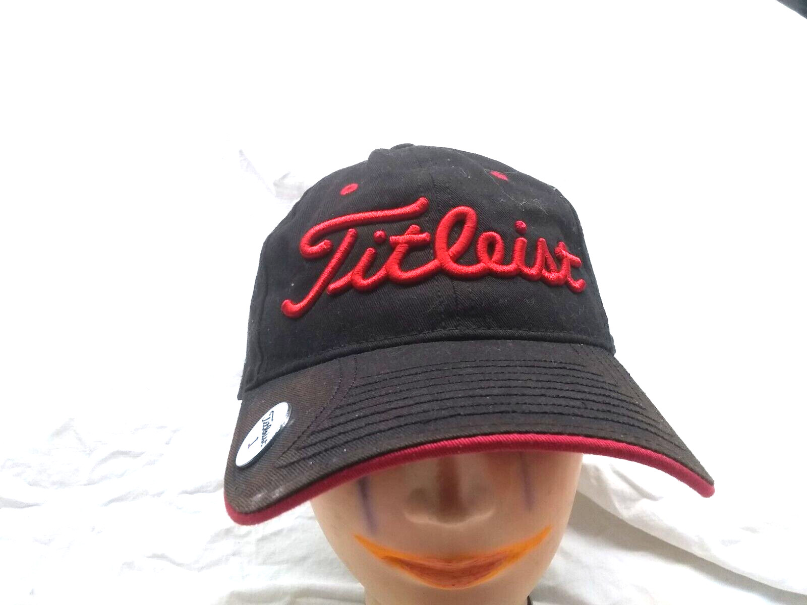 New Era Titleist Golf Black Red Lettering Brim Charm Cap Hat One Size Great !!!