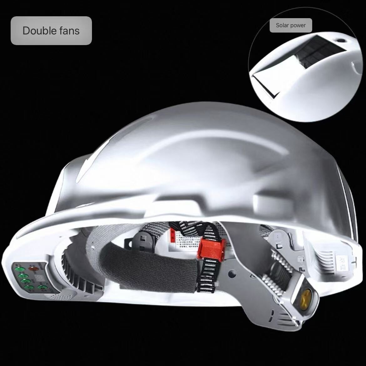 Solar-Powered Hard Hat Helmet with Air Conditioning,  Fans, & Bluetooth