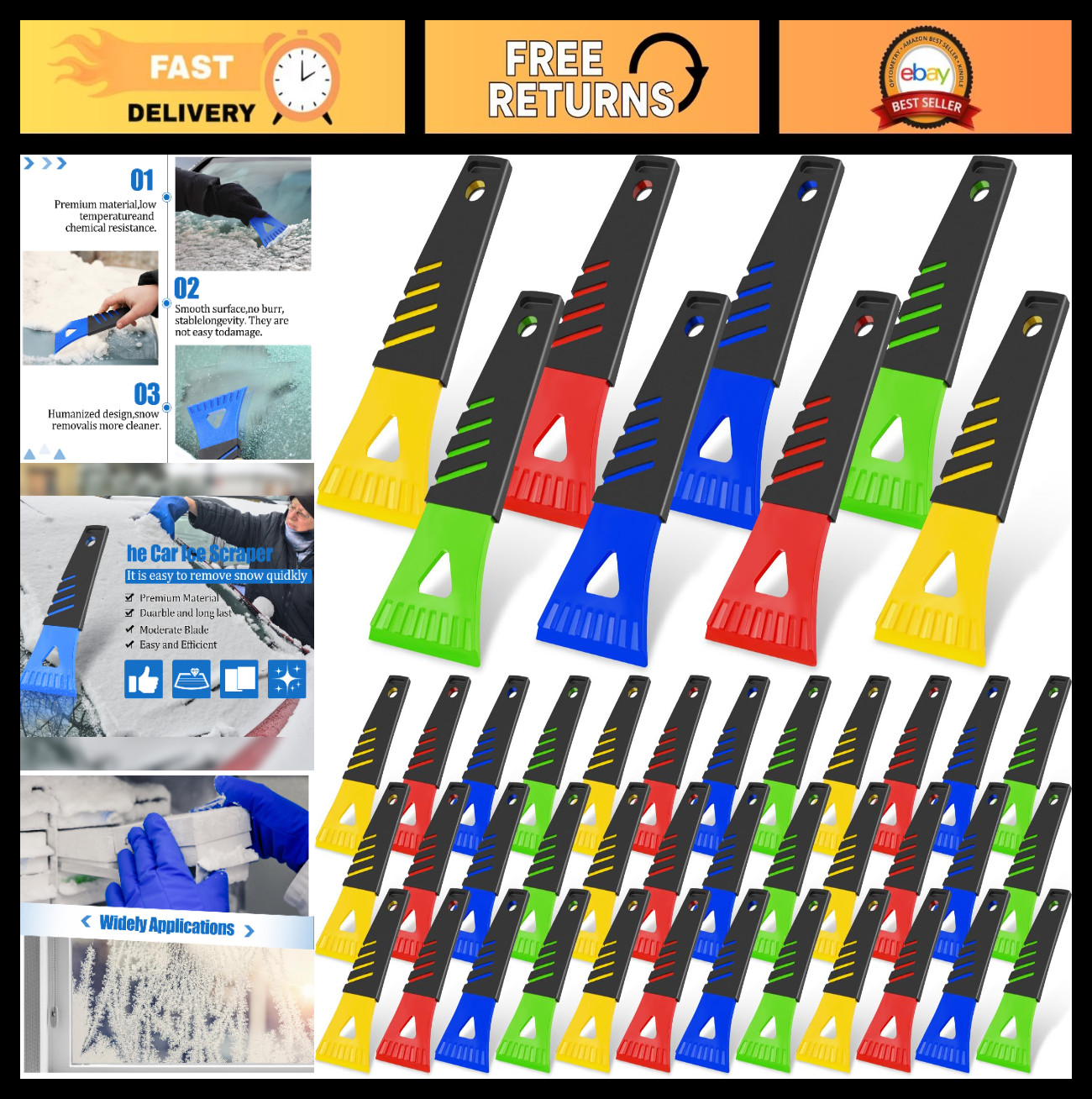 48 Pcs Ice Scraper Set for Car Windshield - Snow Frost Removal Tools for Vehicle