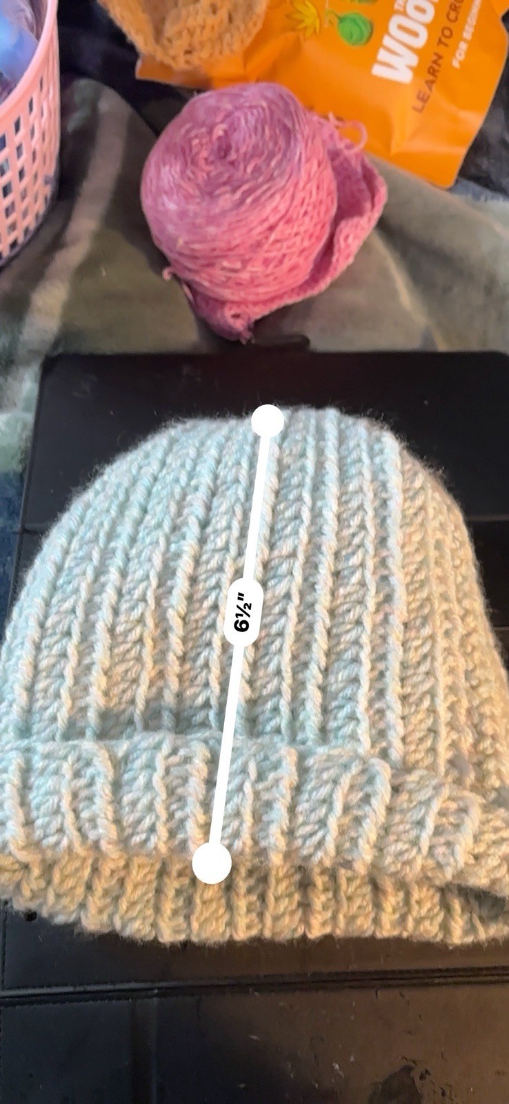 pack of 3! Handmade Knitted Beanies Adult Size Pastel Purple Blue Multicolor