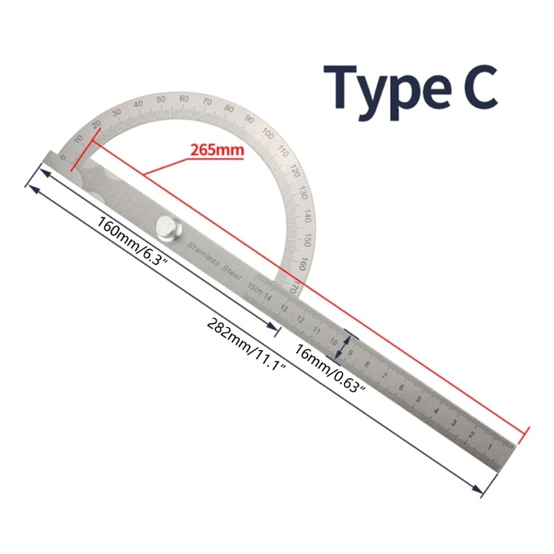 Upgraded Protractor Stainless Steel 180 Degree Protractor Angle Gauges Measuring
