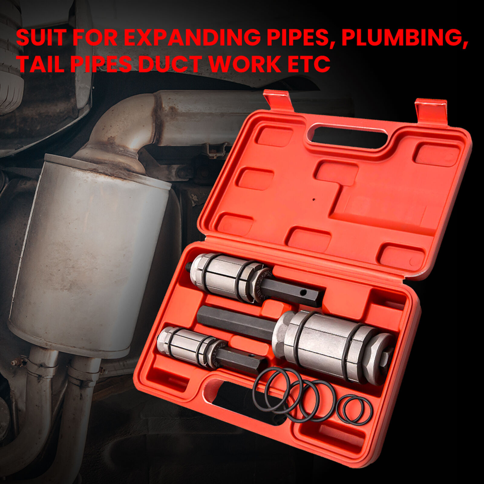 3 Pc Tail Pipe Expander Exhaust Pipes Muffler Spreader Tool Set Spreading Kit