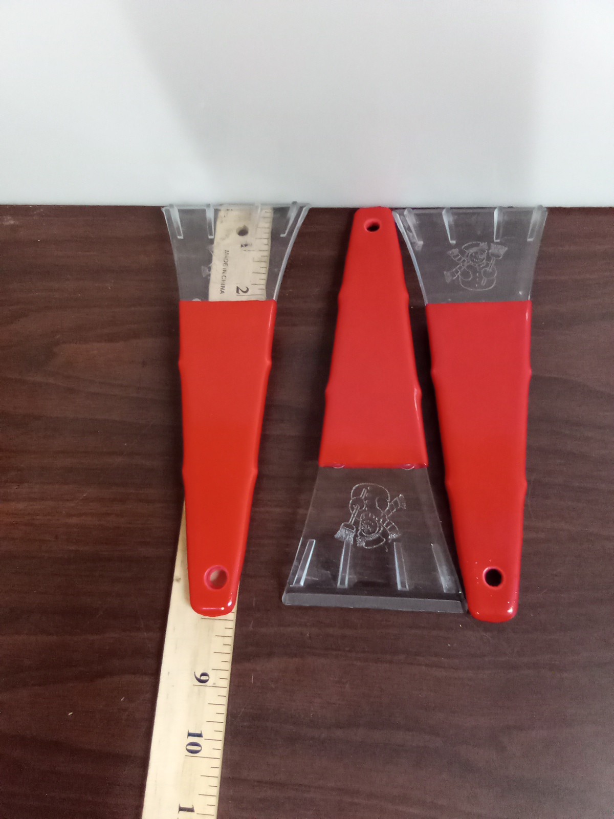 Red Windshield Scrapers Set Of 3 Free Shipping