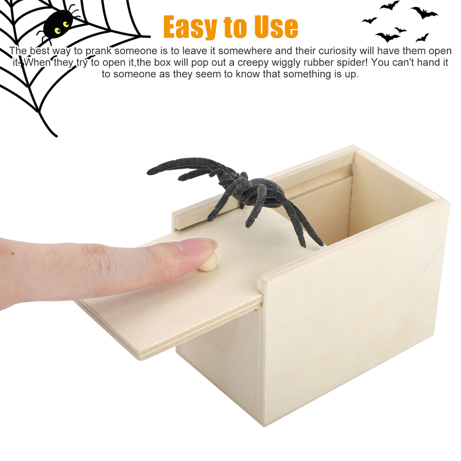 2PCS Wood Prank Spiders Scare Box Hidden in Case Trick Play Joke Scarebox Funny