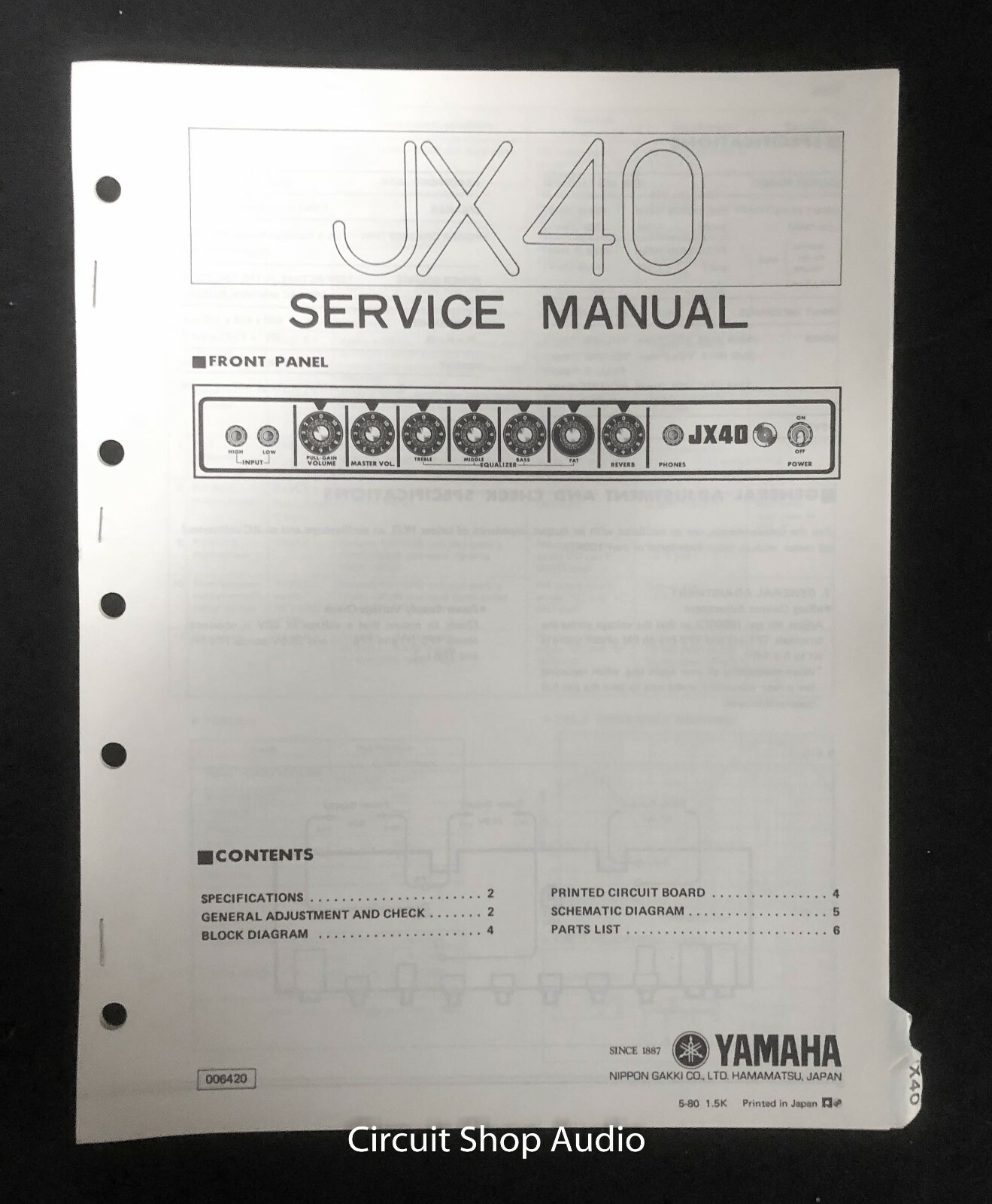 Original Yamaha / JX40 Guitar Amplifier / Service Manual