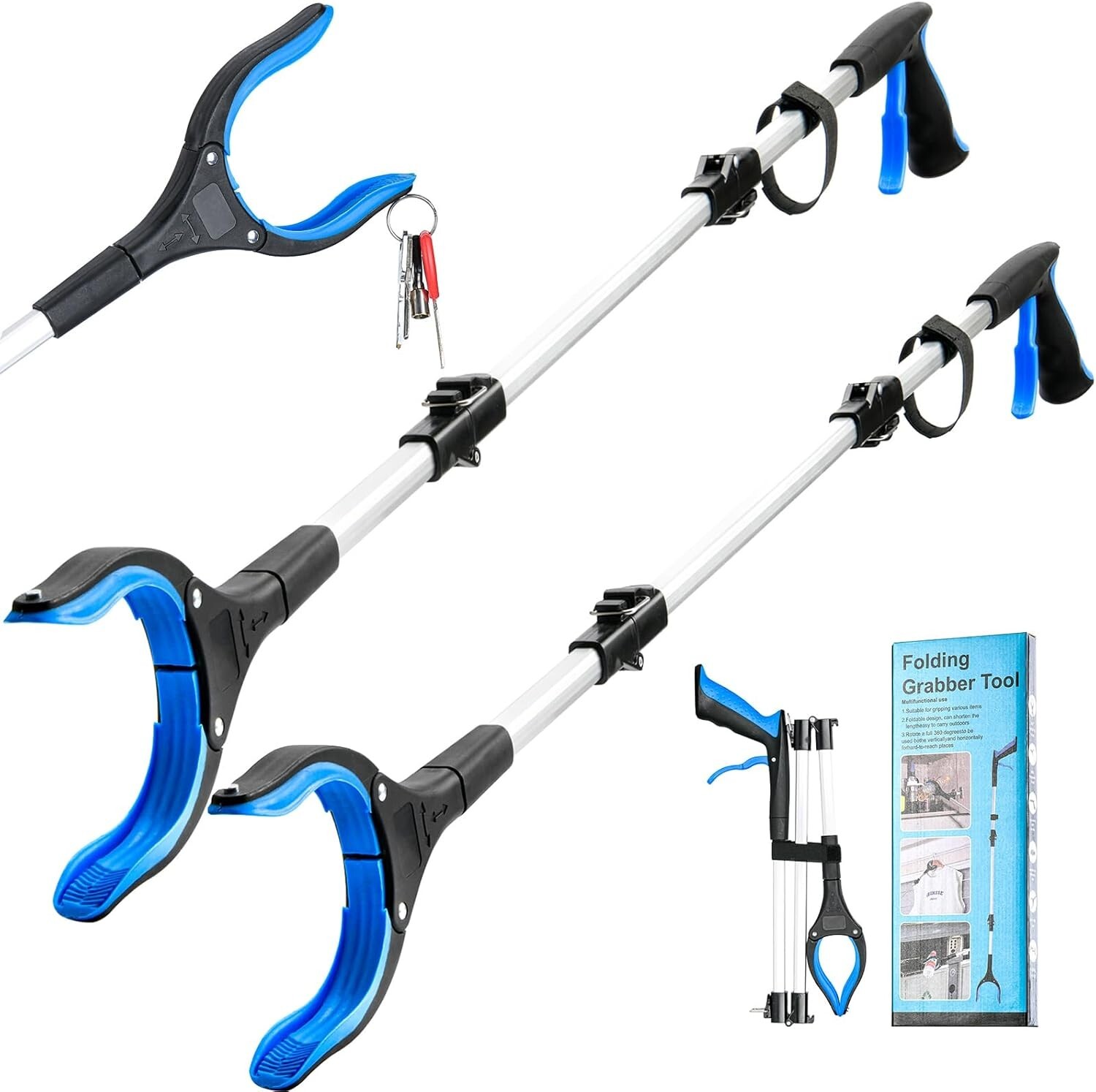 2-Pack 43 Inch Extra Long Grabber Tool,Foldable Pick up Stick with Strong Grip M