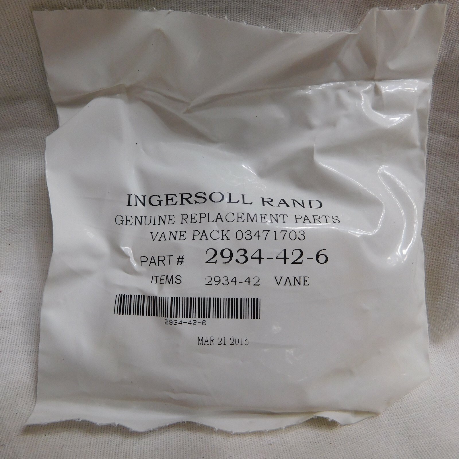 Ingersoll Rand Vane Pack 03471703 Part# 2934-42-6 (Pkg of 5)
