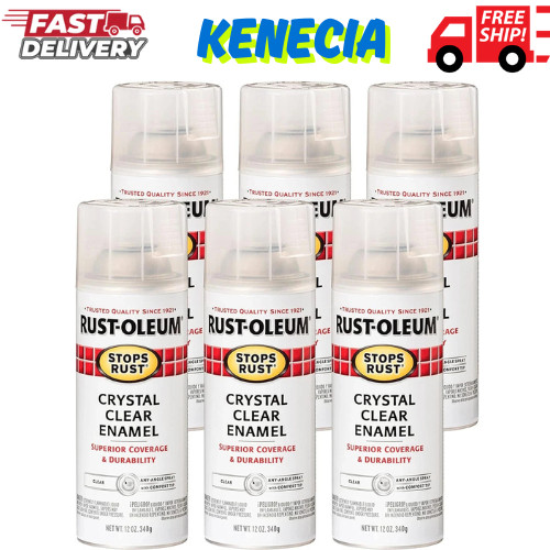 Rust-Oleum Glossy Crystal Clear Enamel Spray Paint, Aerosol Can, 12 Oz 6 Pack