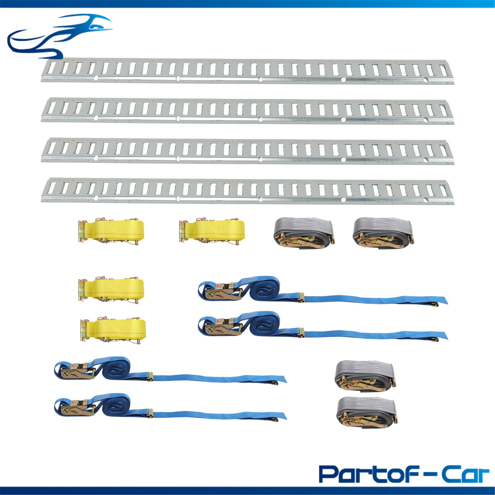 16 Pcs 5 Ft Silver E Track Rails Kit, Zinc Coated For Secure Loads Transport
