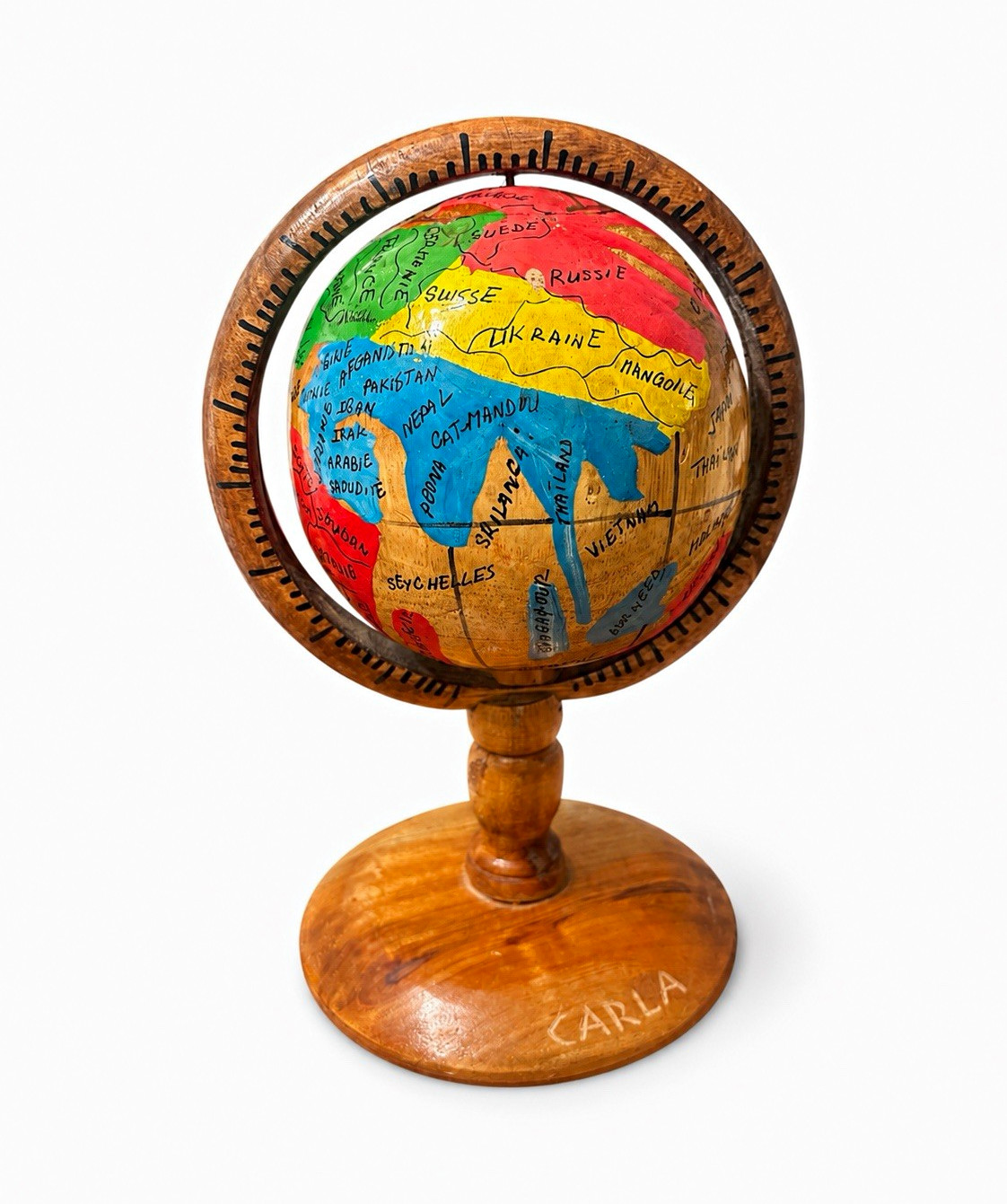 Vintage Handmade World Globe *Personalized Carla*