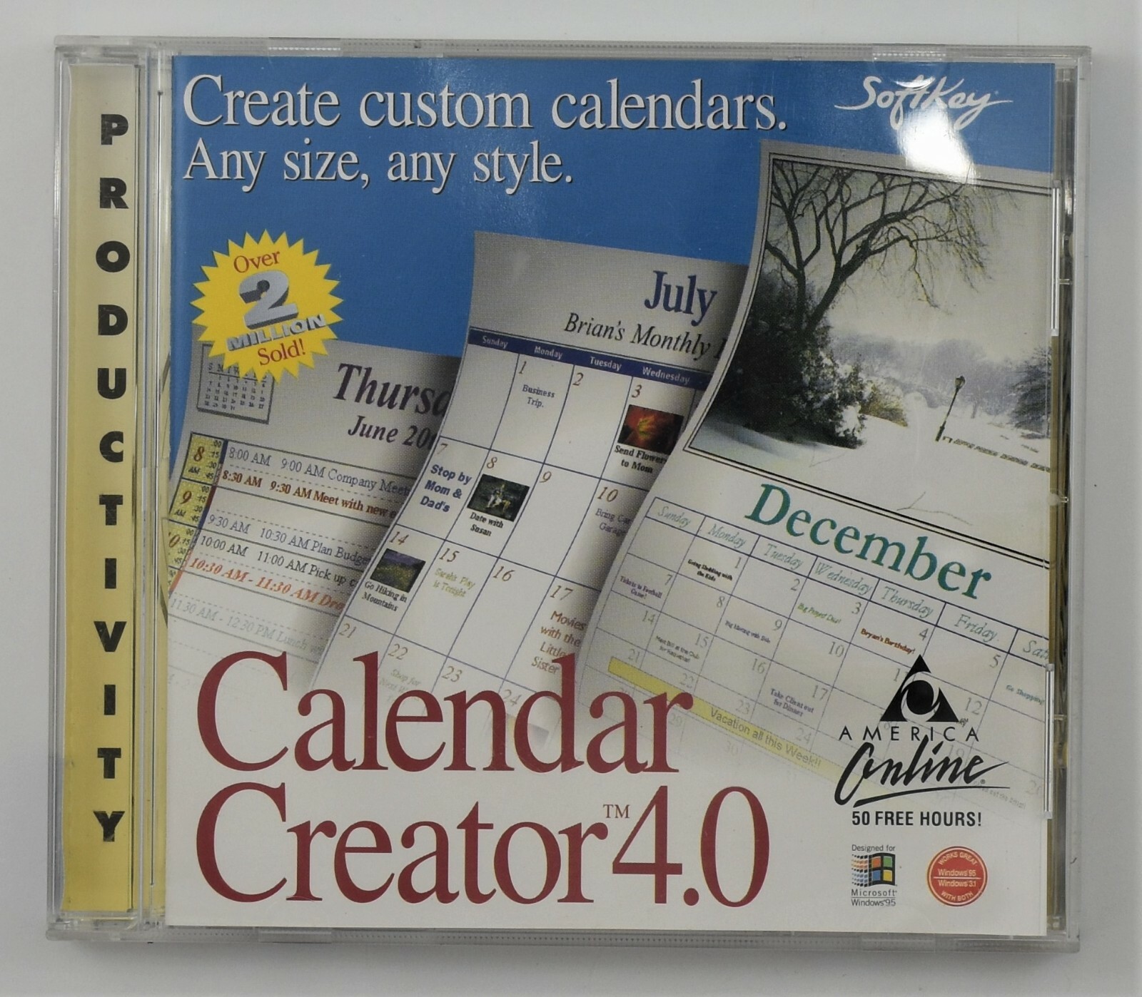 VTG 1996 SoftKey Multimedia Calendar Creator 4.0 CD-ROM Windows 95 3.1 CCF8CE-FI