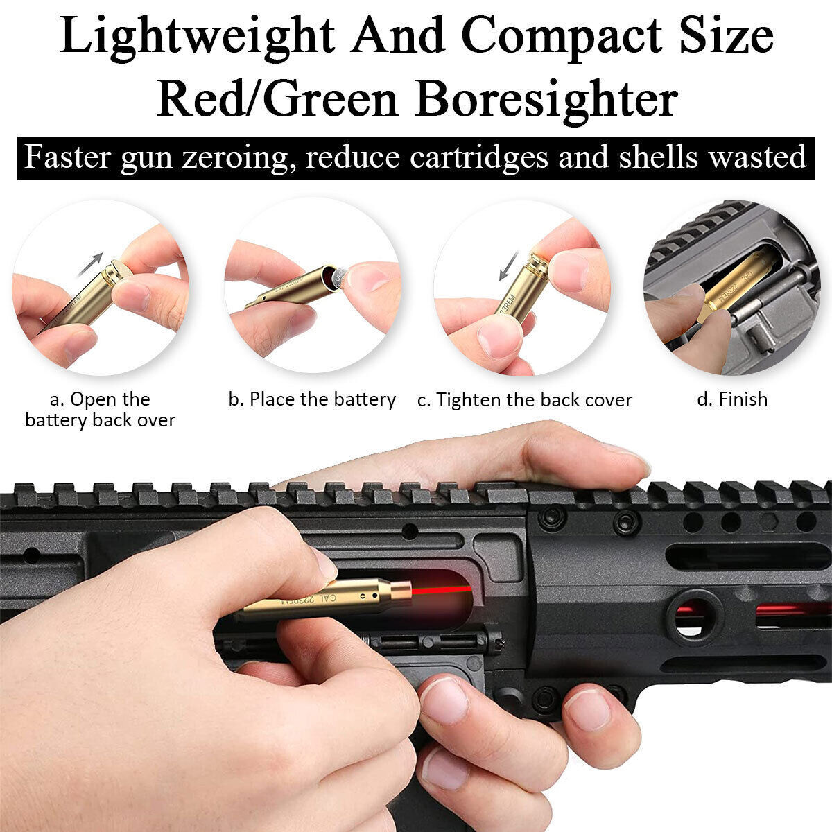 Laser Bore Sight Sighter BoreSighter Gun Red Dot Laser Cartridge Battery Include