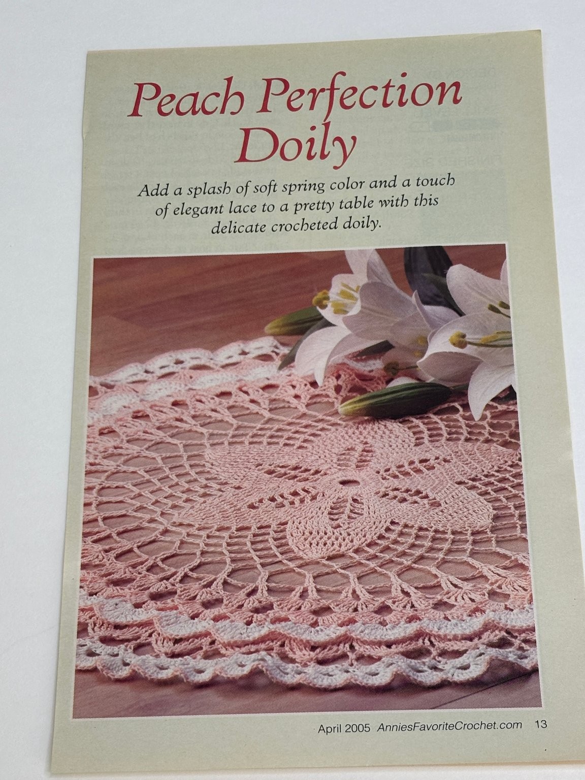 Peach Perfection Doily Crochet Pattern Intermediate Magazine Pages