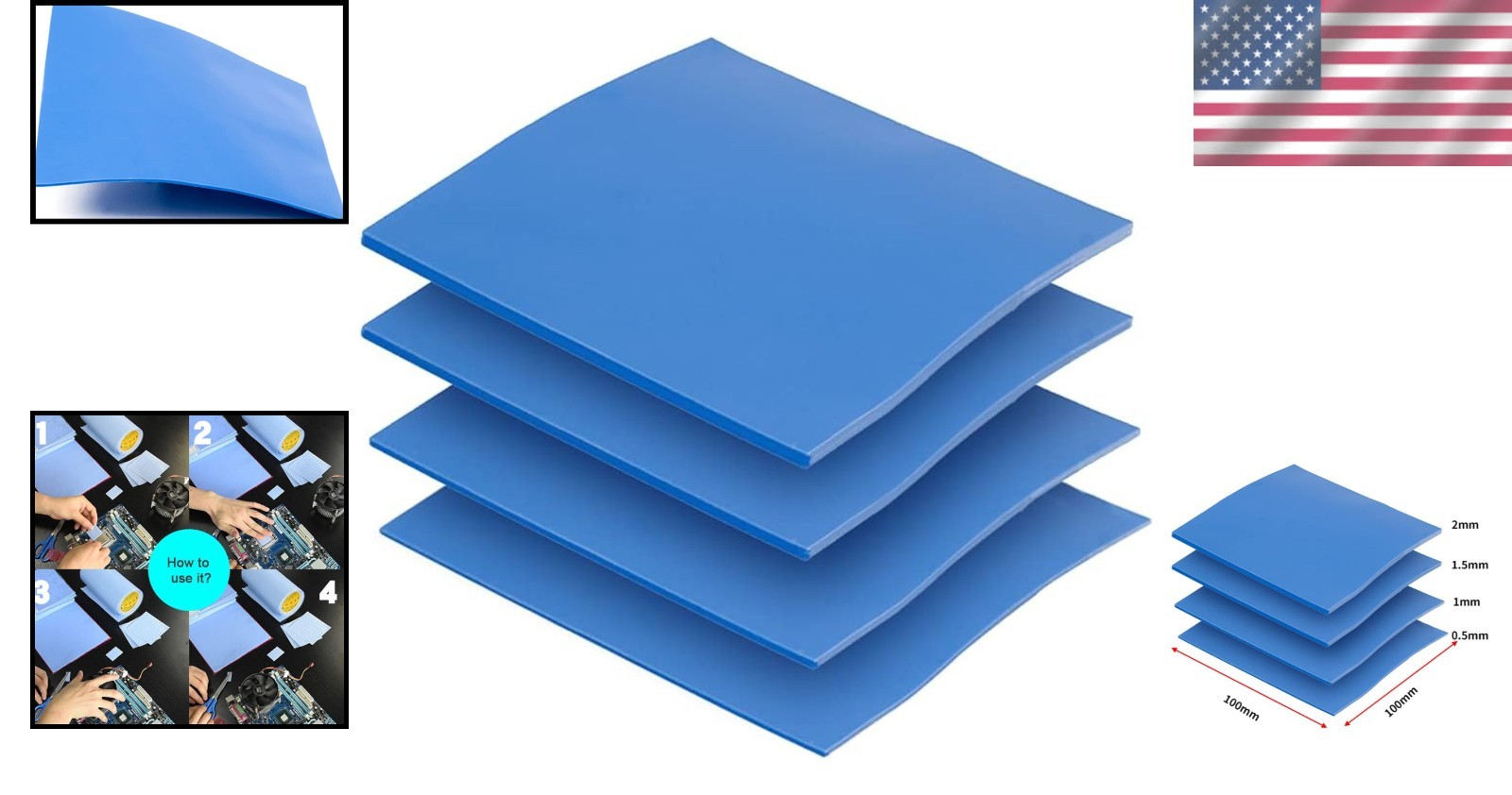 Efficient Heat Resistant Thermal Pad Set - 100x100mm for Reliable Electronics