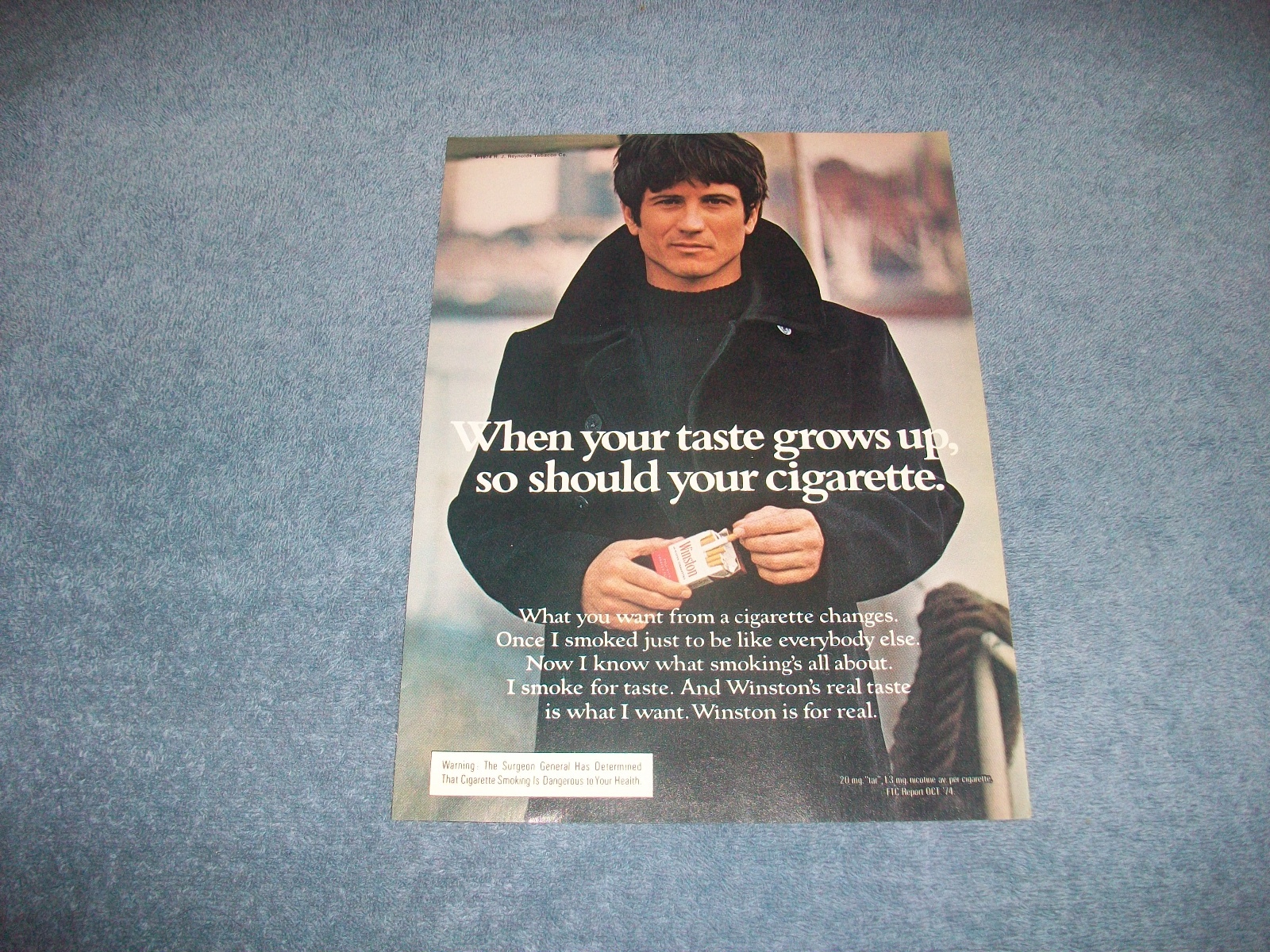 1975 Winston Cigarettes Vintage Ad "When Your Taste Grows Up..." Sailor