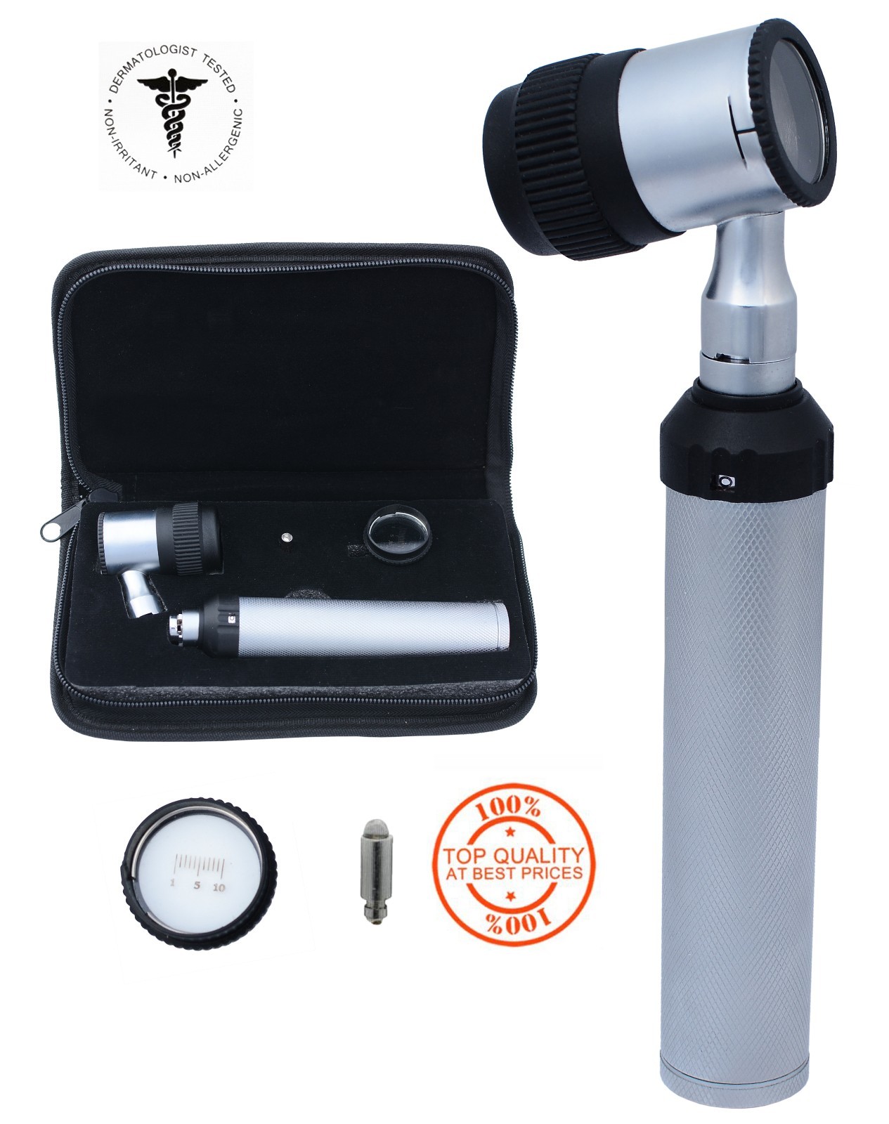 PROFESSIONAL DIAGNOSTIC DERMATOSCOPE SILVER OPTIC WITH EXTRA BULB