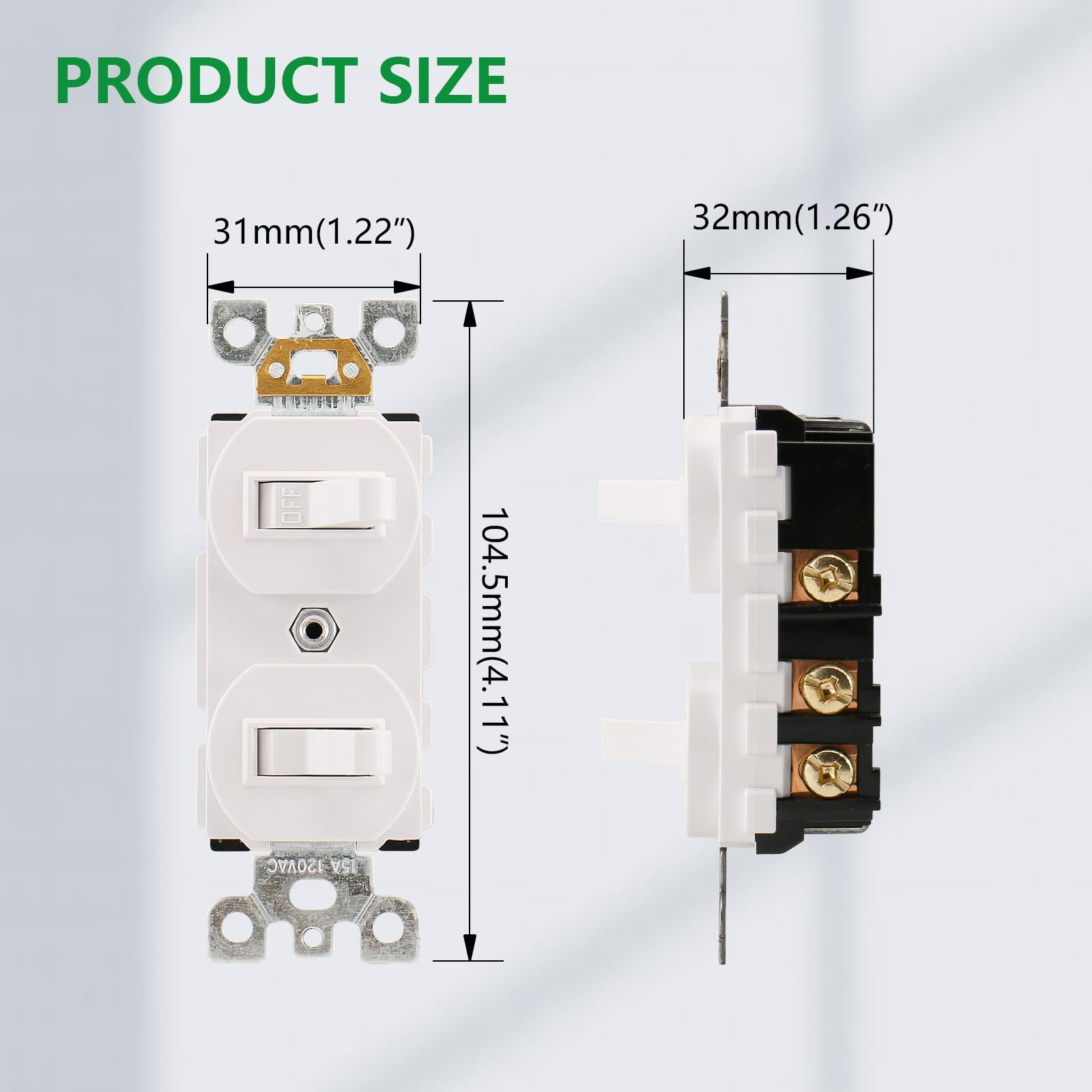 Wengart (2-Pack) Double Toggle Switch, 15 Amp 120V, 2-in-1 Combination Light ...