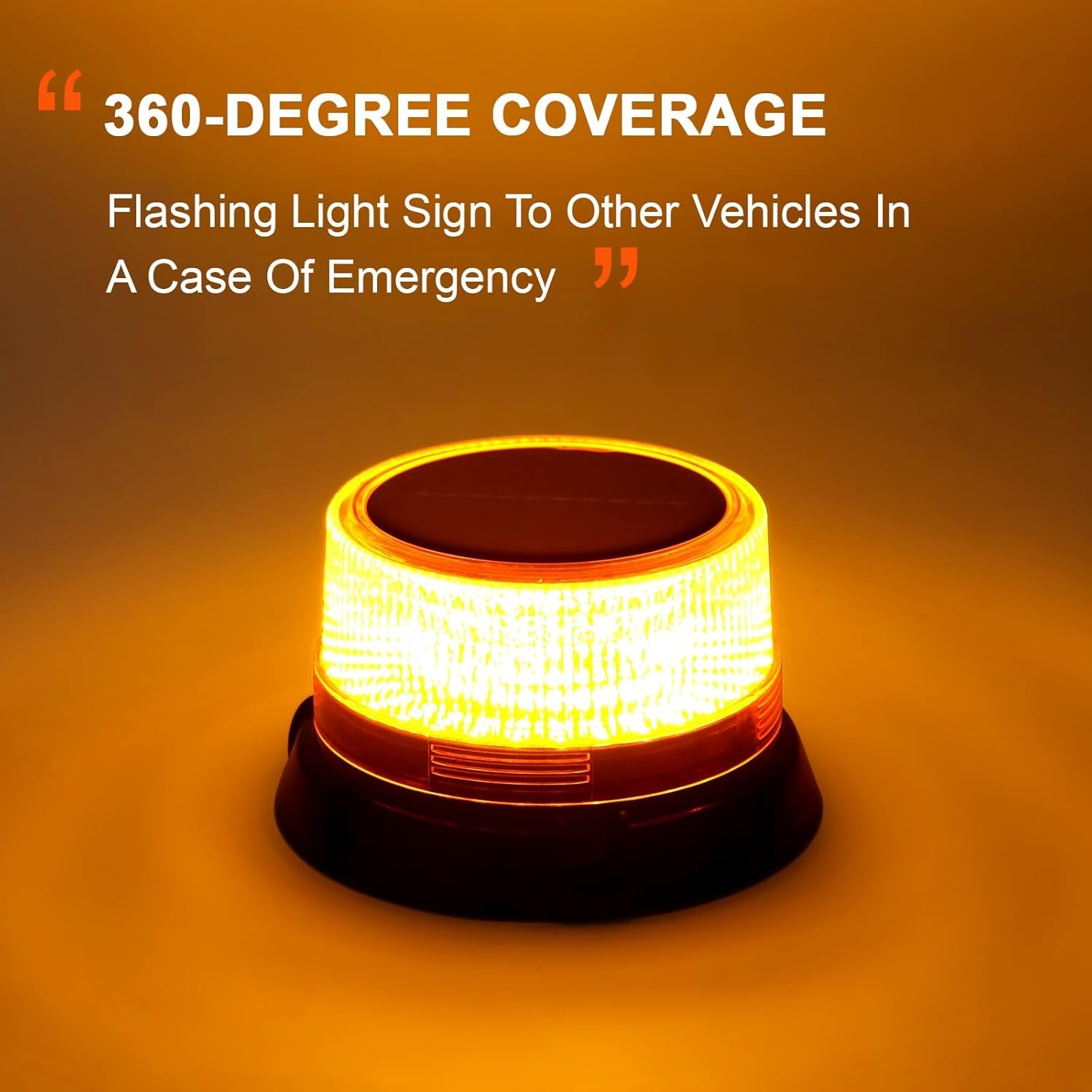 AnTom Solar LED Wireless Strobe Lights, Waterproof Rechargeable Amber Beacon Lig