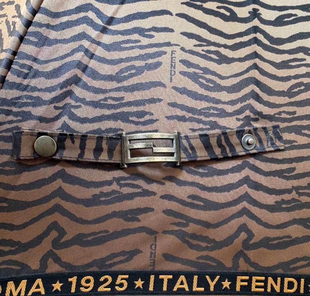FENDI Zebra Brown Long Umbrella Authentic Luxury Accessory Rare Genuine