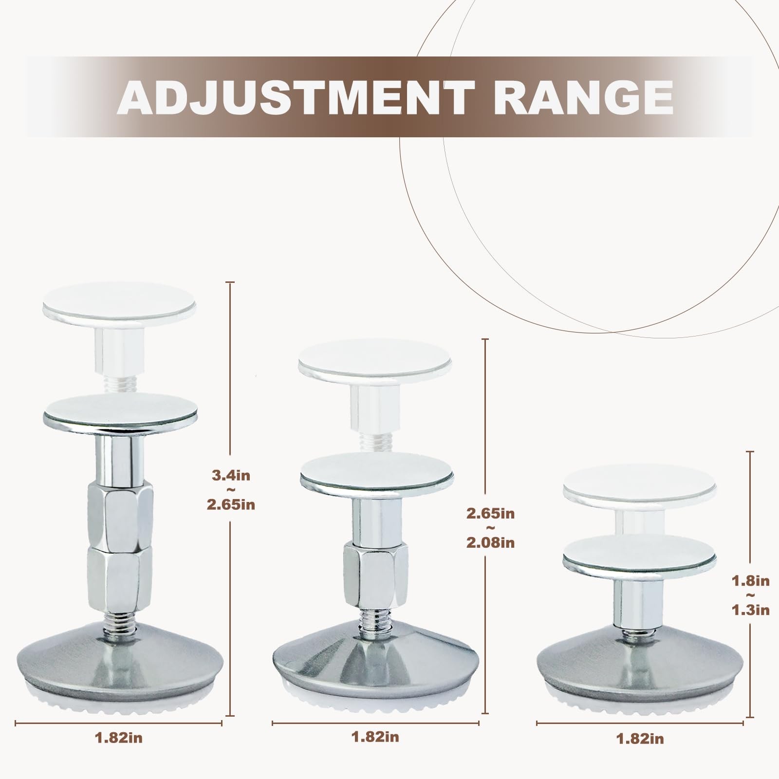 4PCS. Adjustable Headboard Stoppers Wall Protectors Bed Frame Sofa (1.3-3.4in)