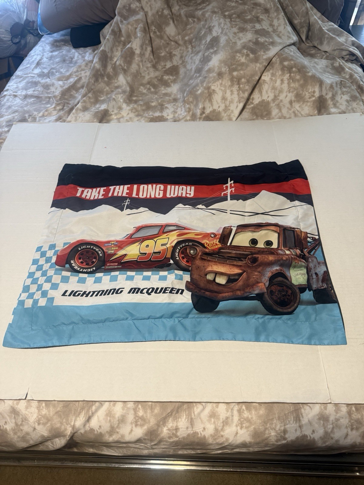 Disney Pixar Cars Lightning McQueen and Mater pillowcase
