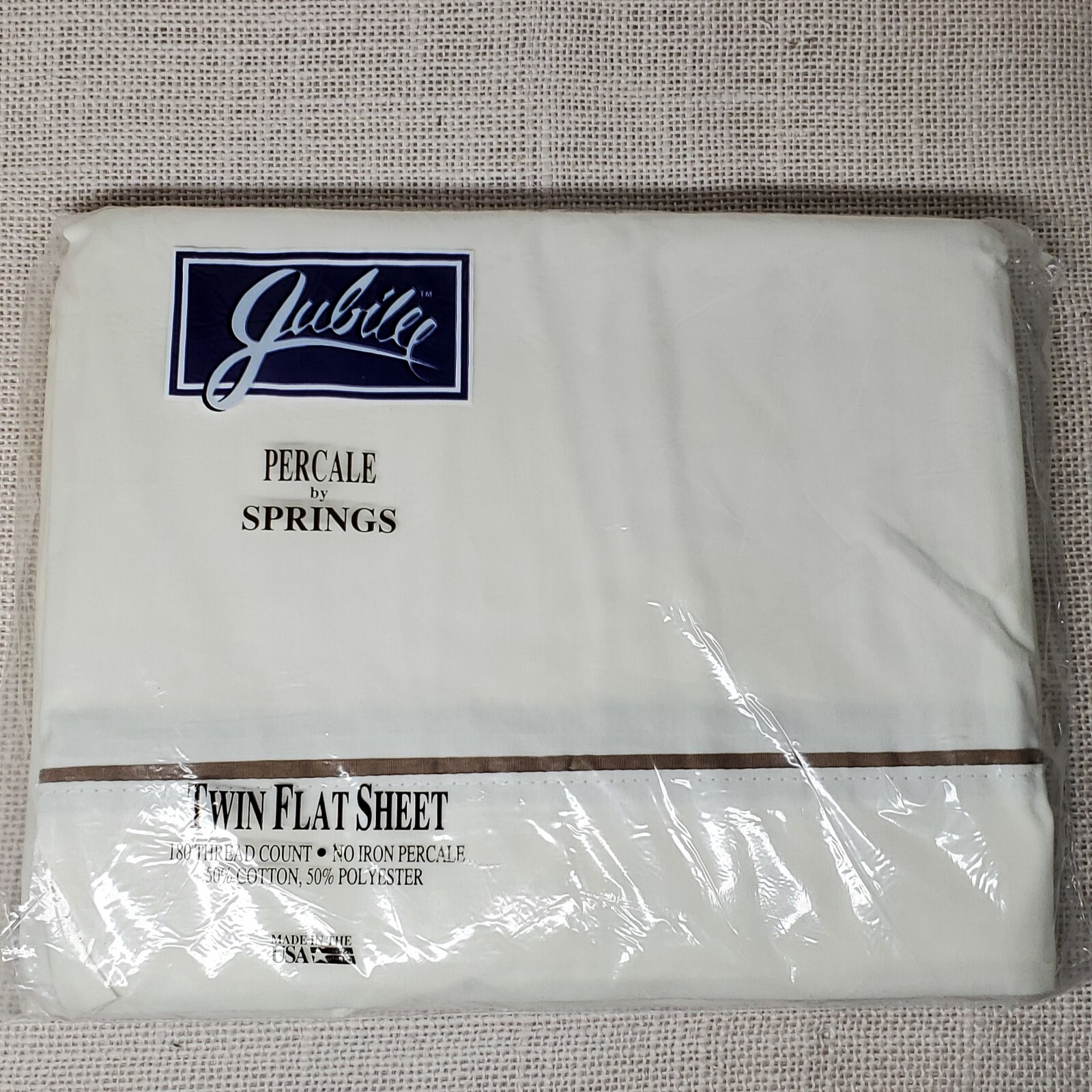 VTG NEW Jubilee TWIN FLAT Sheet Solid Clr Ivory 180 Thread Count Percale Spring