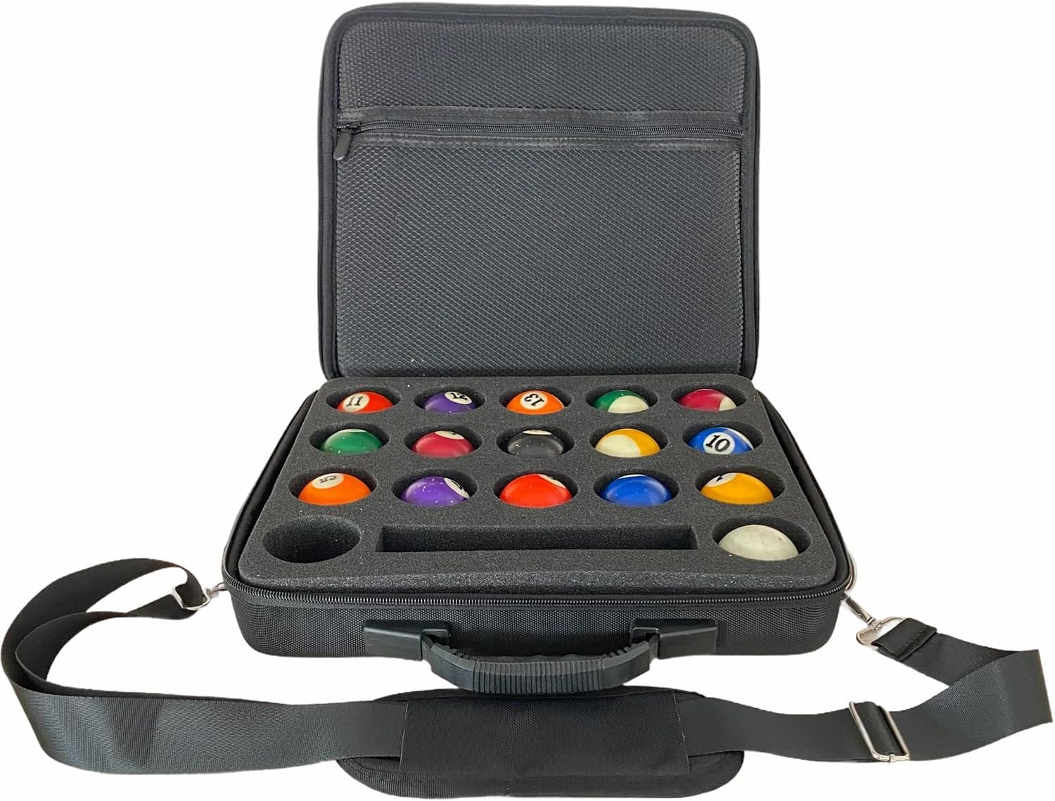 Pool Balls Carrying Case Hard Billiard Adjustable Shoulder Strap EVA Travel One