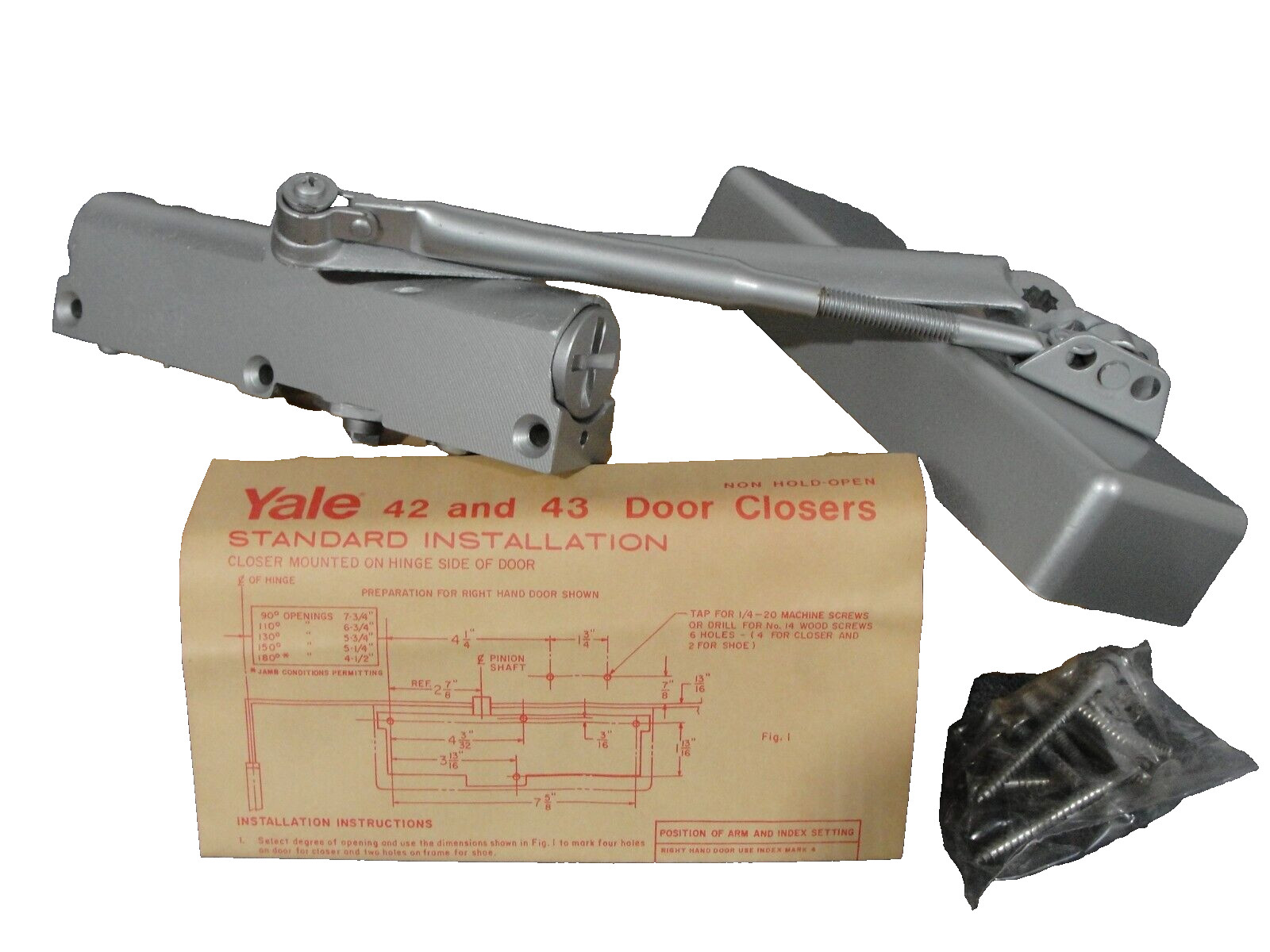 Yale Scovill 40 Series Door Closer 43 Right Hand SB Scovill 149A