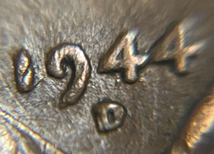 1944 D Wheat Penny Error 4 Touching 4 Date Error
