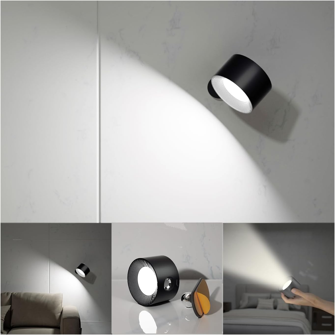 Koopala LED Reading Lights, Wall Mounted Sconces with 2.95*1.77 inch, Black-A