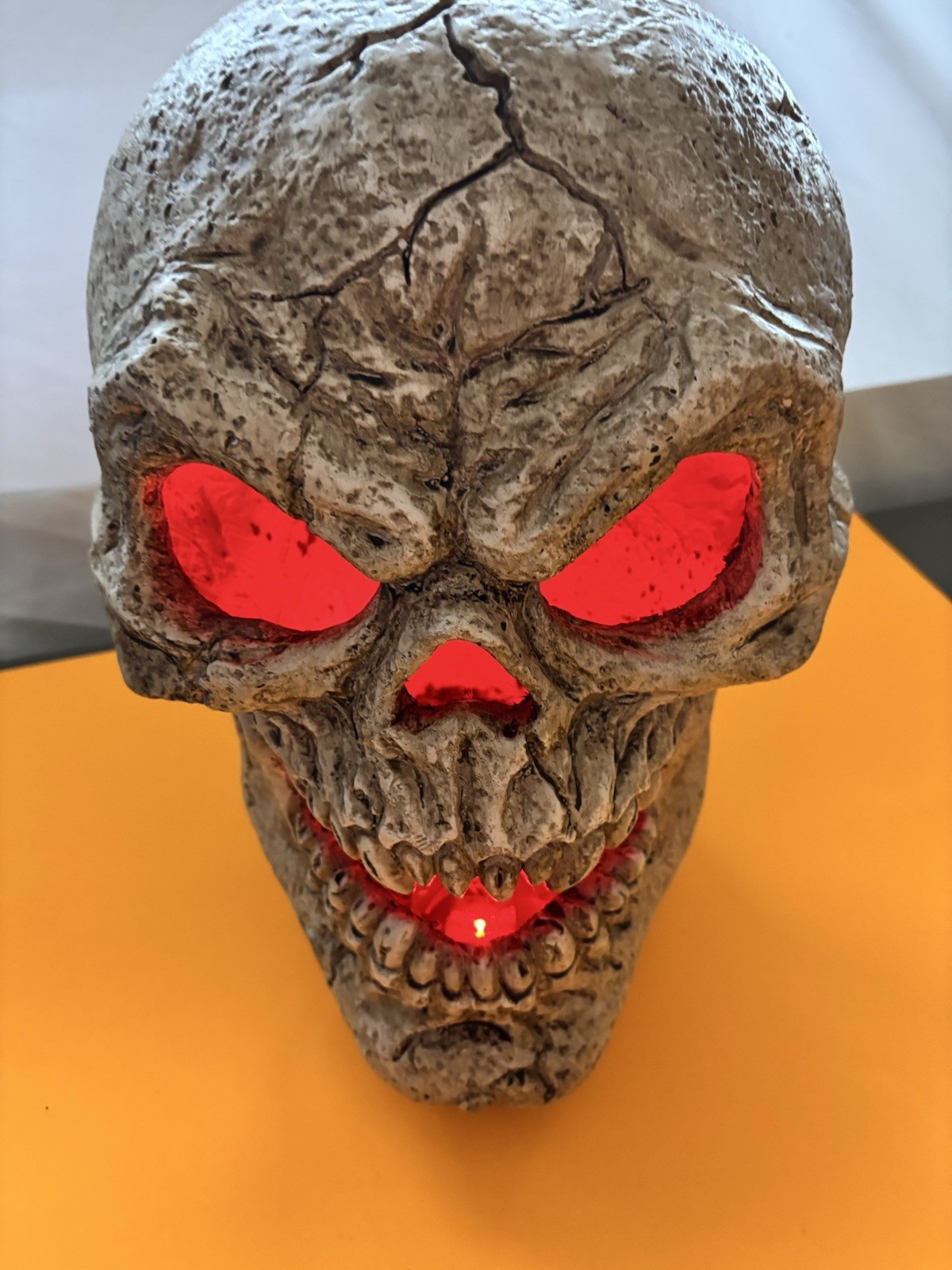 Large  LED Light Up Halloween Skull Decoration Color Changing with Spiders Scary