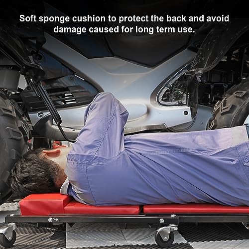 36" Rolling Foldable Automotive Creeper, 2-in-1 Garage Red Foldable Creeper