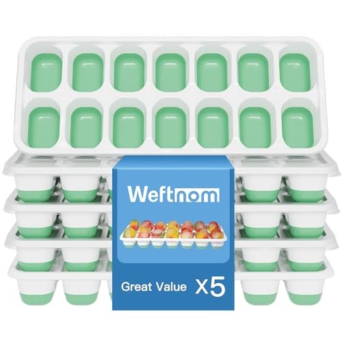 70 Cube Silicone Ice Cube Trays for Freezer with Lids, Easy-Release 5 Pack