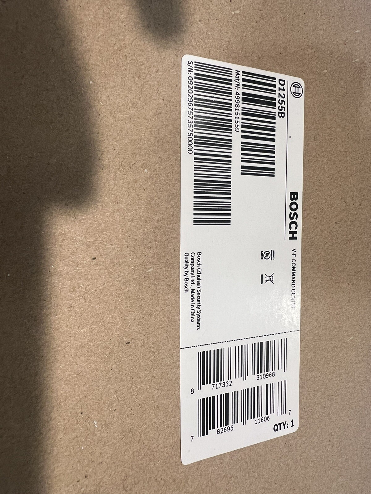 bosch D1255B Key Pad Command Center Radionics