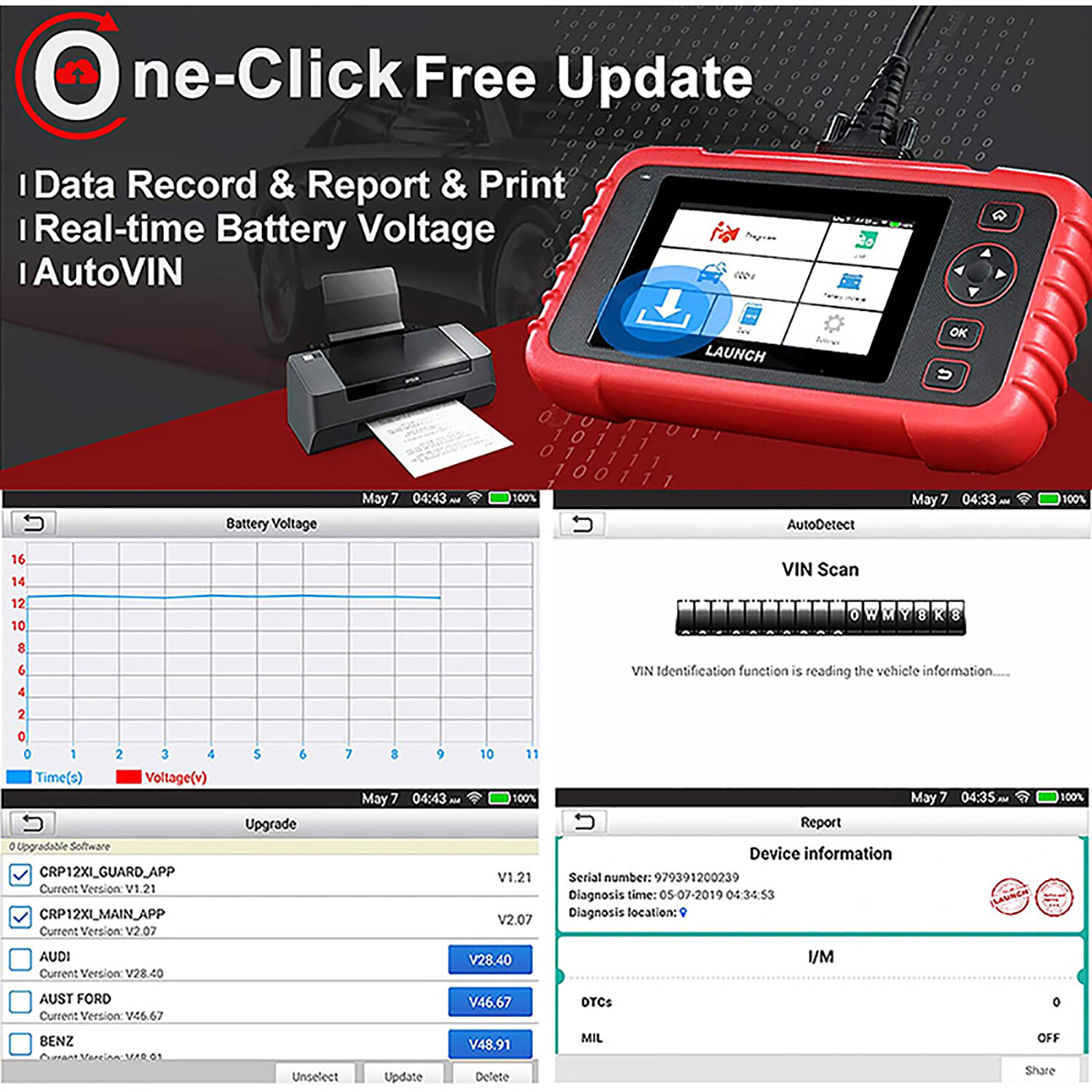 LAUNCH CRP123X Car OBD2 Scanner Code Reader Check Engine ABS SRS Diagnostic Tool