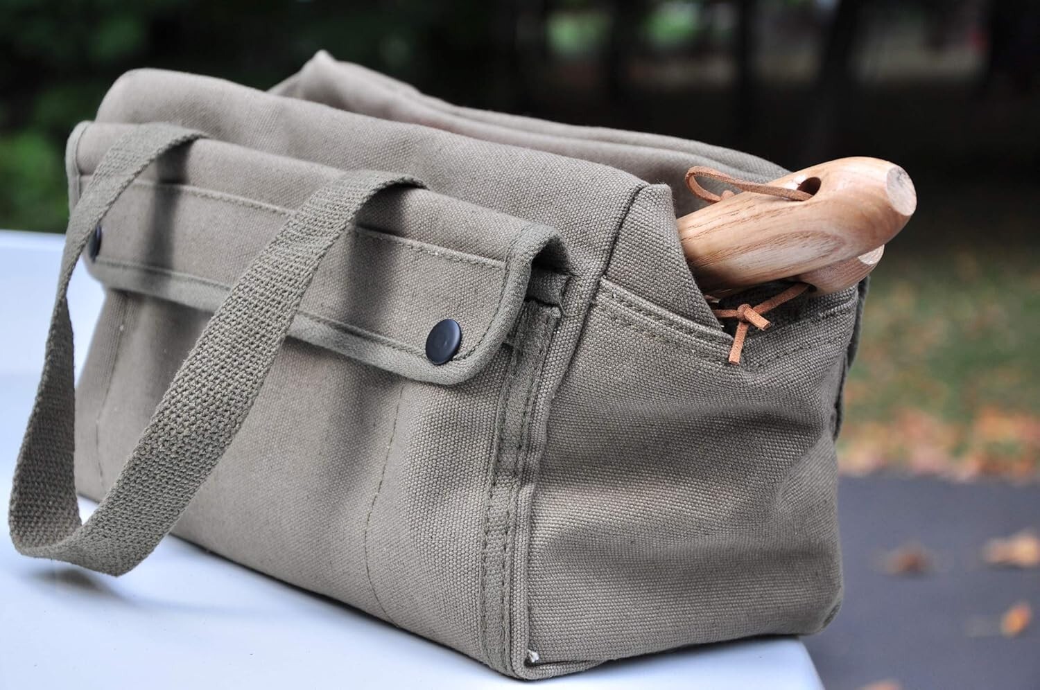 Fully Lined Water-Resistant Tool Bag - Olive Green Military Duffle Style