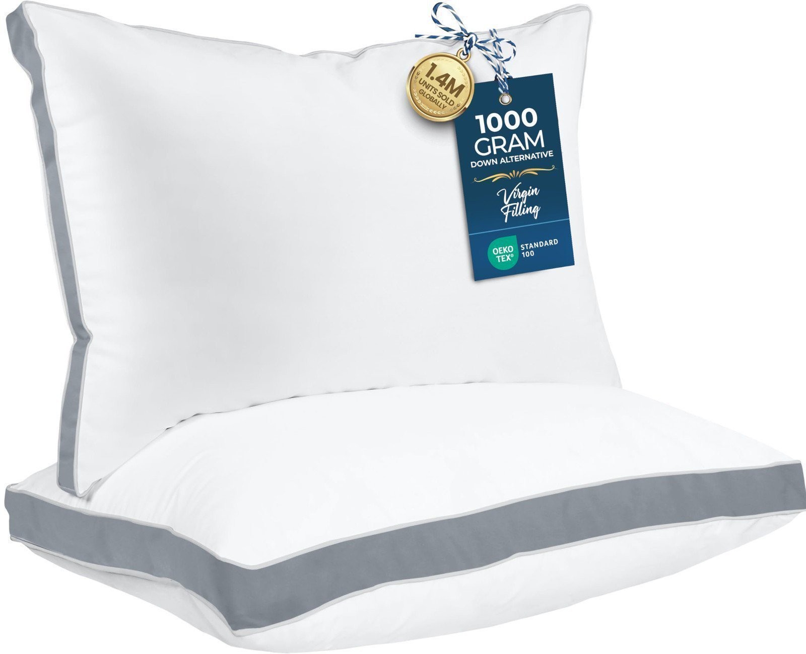 Utopia Bedding Bed Pillows for Sleeping Queen Size (Grey), Set of 2, Soft &...