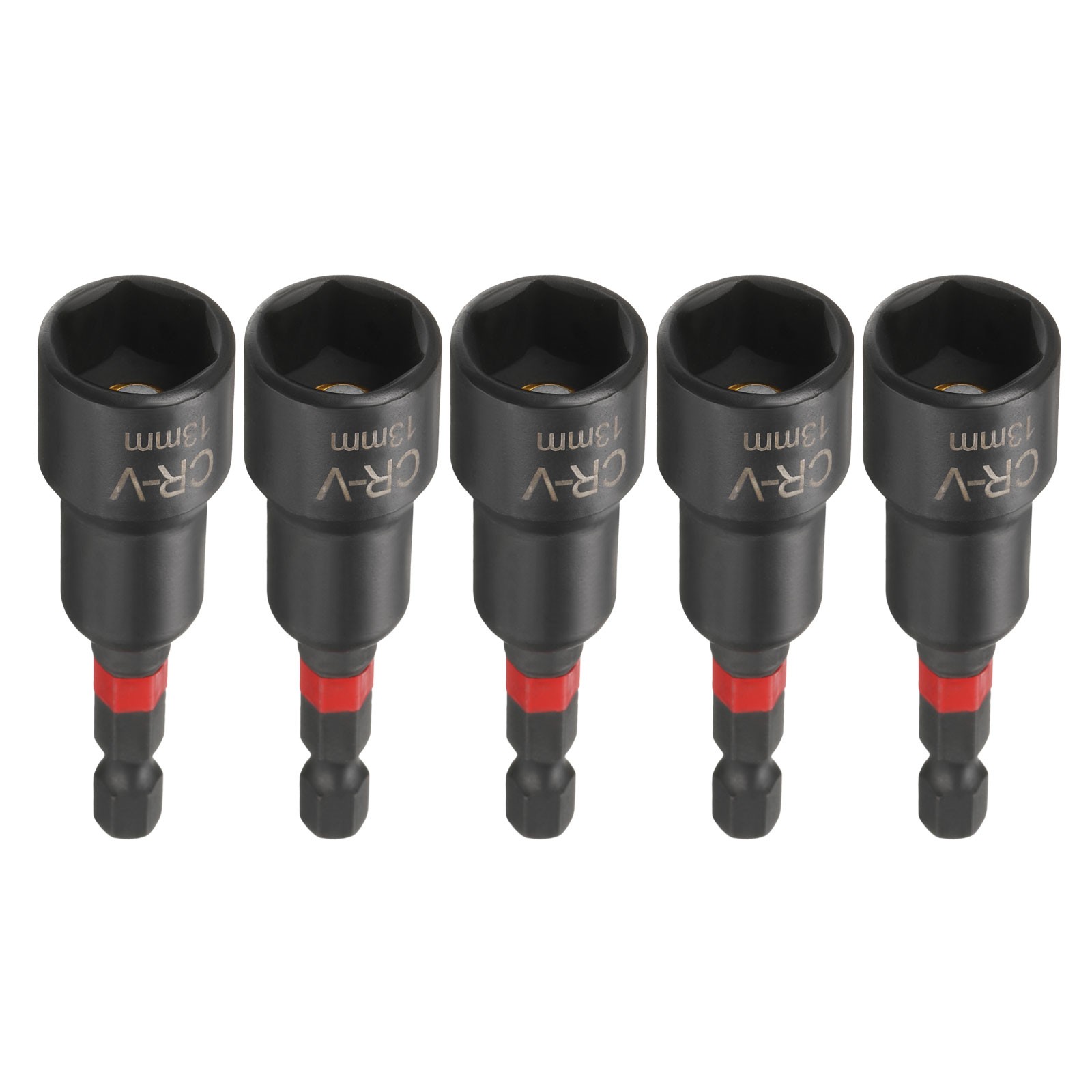 5pcs Nut Driver Drill Bits 13mm Socket 1/4" Hex Shank 3" Magnetic Setter