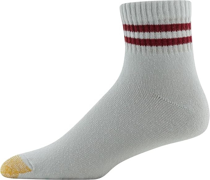 6 Pairs Gold Toe Men's Cotton Ankle Athletic Socks with Stripes Size 6-12.5 NEW