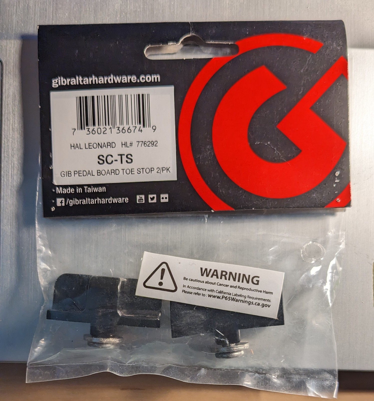 Gibraltar SC-TS Pedal Board Toe Stop 2 Pack