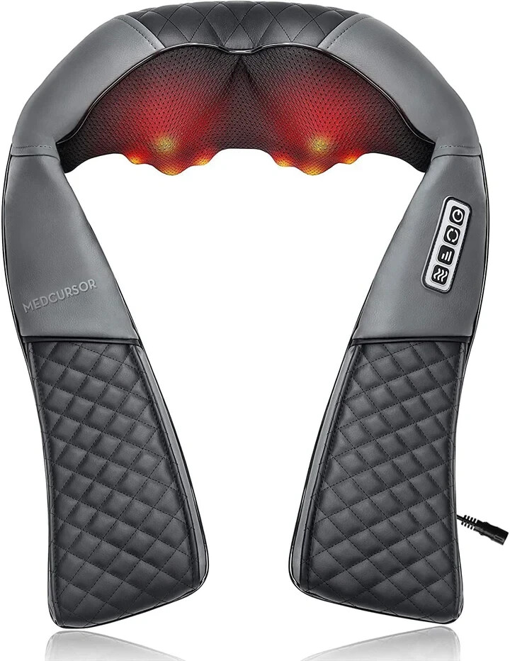 Medcursor Shiatsu Neck and Back Massager with Heat - Deep Kneading Pillow MP-100