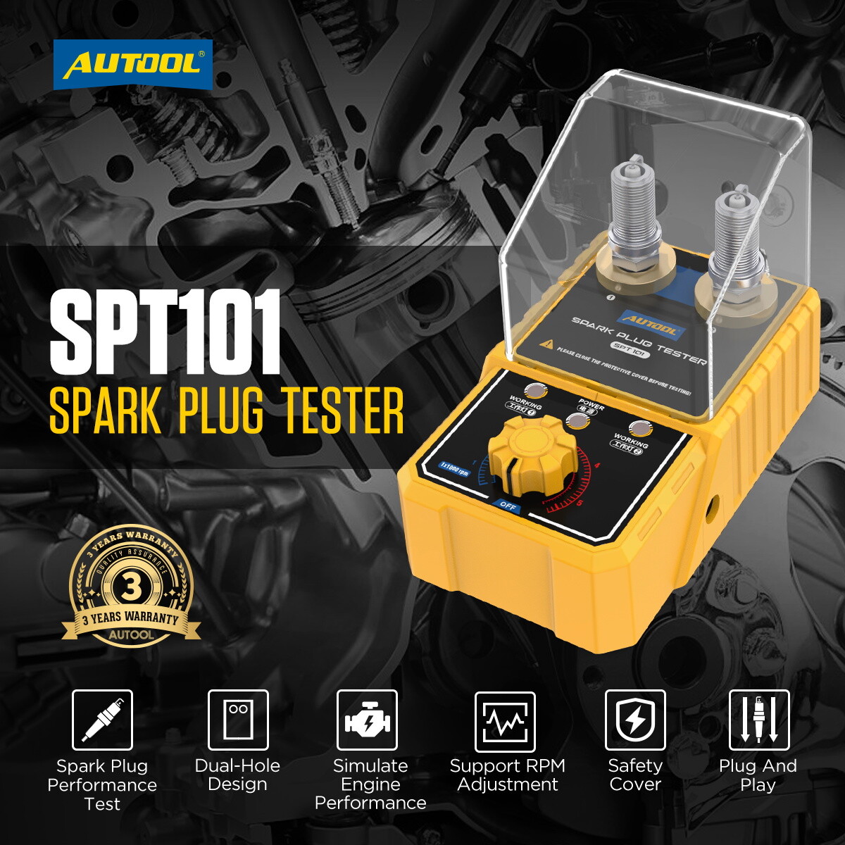 Spark Plug Tester 12V Gasoline Car Ignition System Analyzer Diagnostic Test Tool