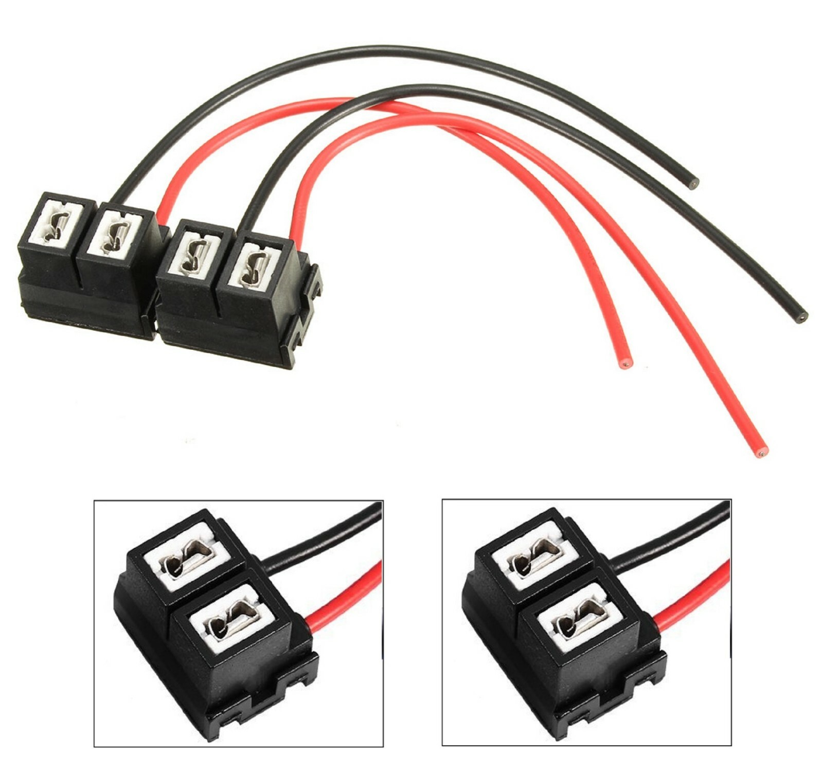 Wire Pigtail Female Ceramic A H7 Two Harness Head Light Low Beam Socket Plug Fit