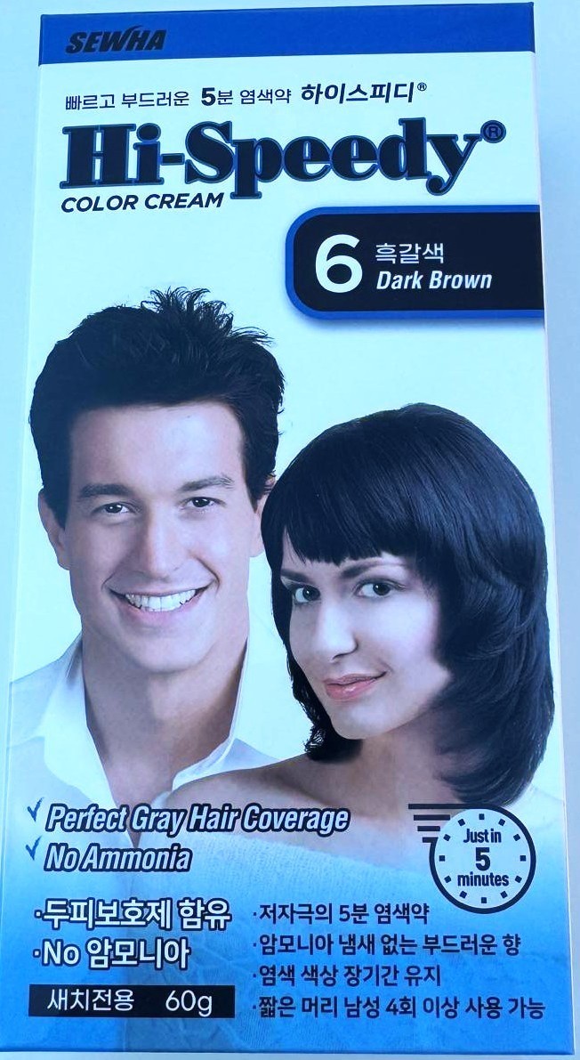 NO AMMONIA, HI-SPEEDY (DARK BROWN # 6) PREMIUM HAIR COLOR CREAM