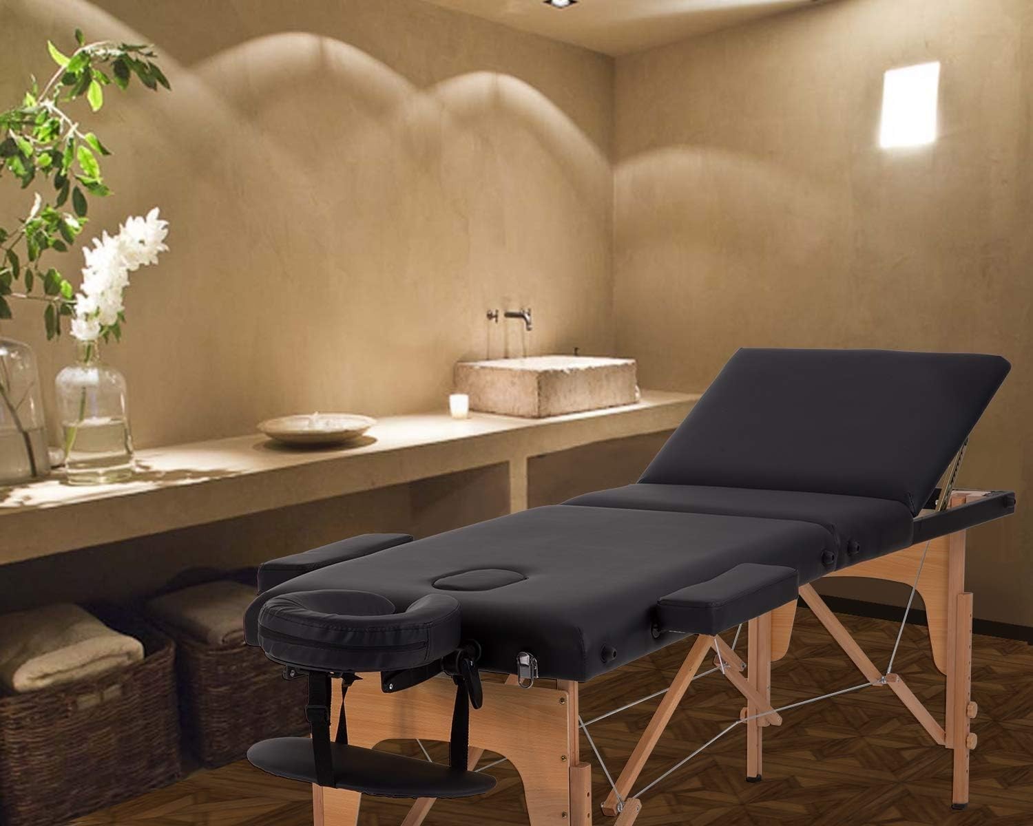 Compact Spa Massage Bed with Tool-Free Setup - 24" Wide Adjustable Table