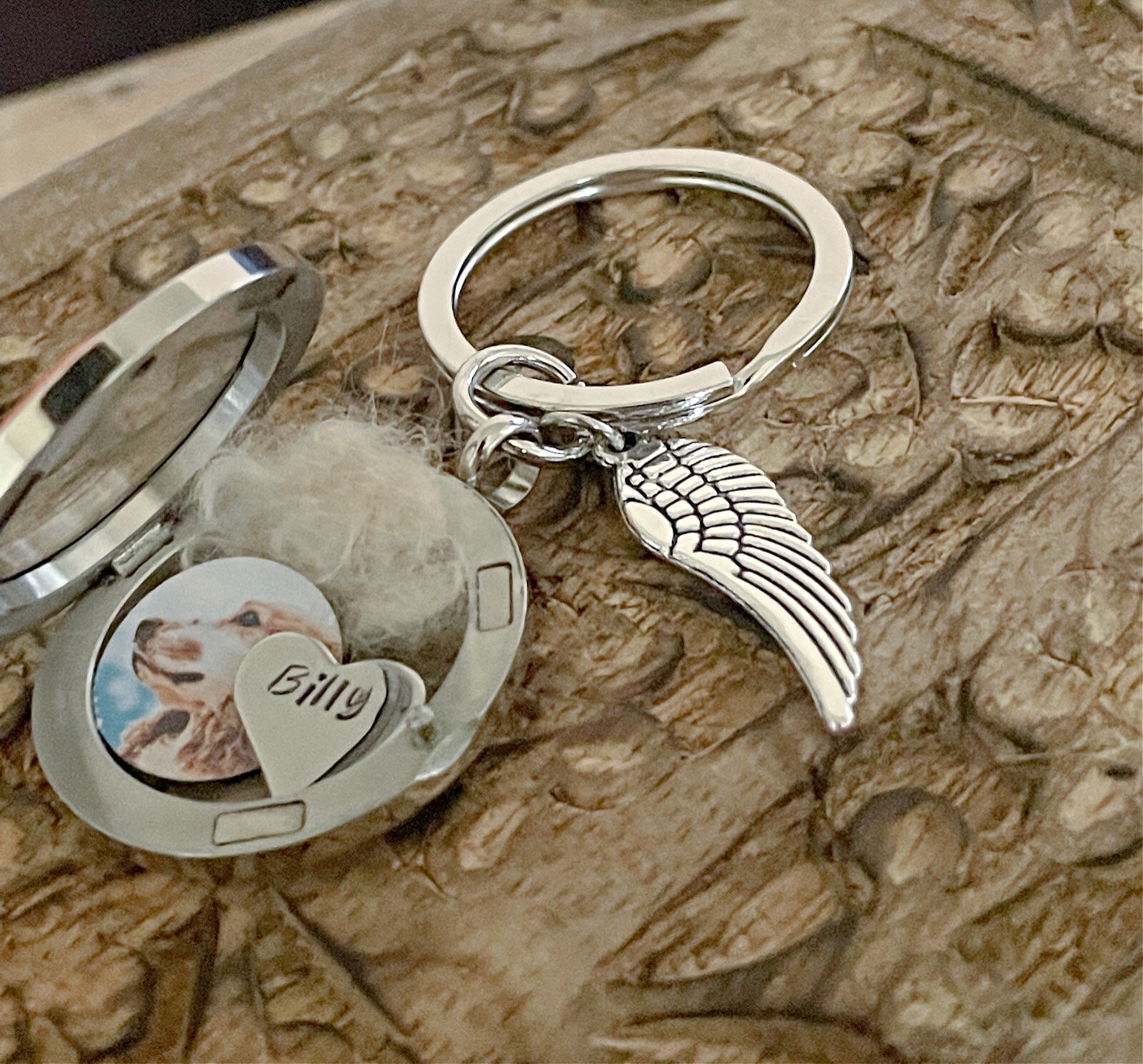 Pet Memorial Keyring, Pet Hair Keepsake, Memorial Jewelry, Pet Fur Keychain