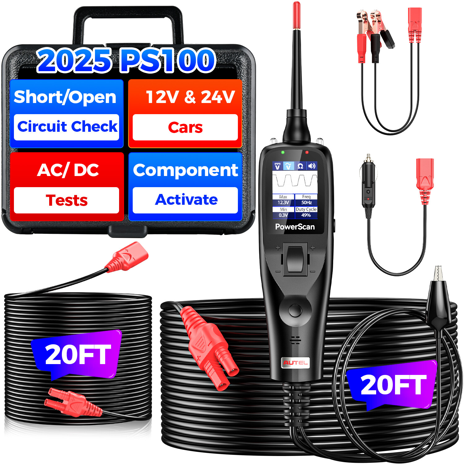 2025 Autel Powerscan PS100 Automotive Electrical Circuit System Diagnosis Tool