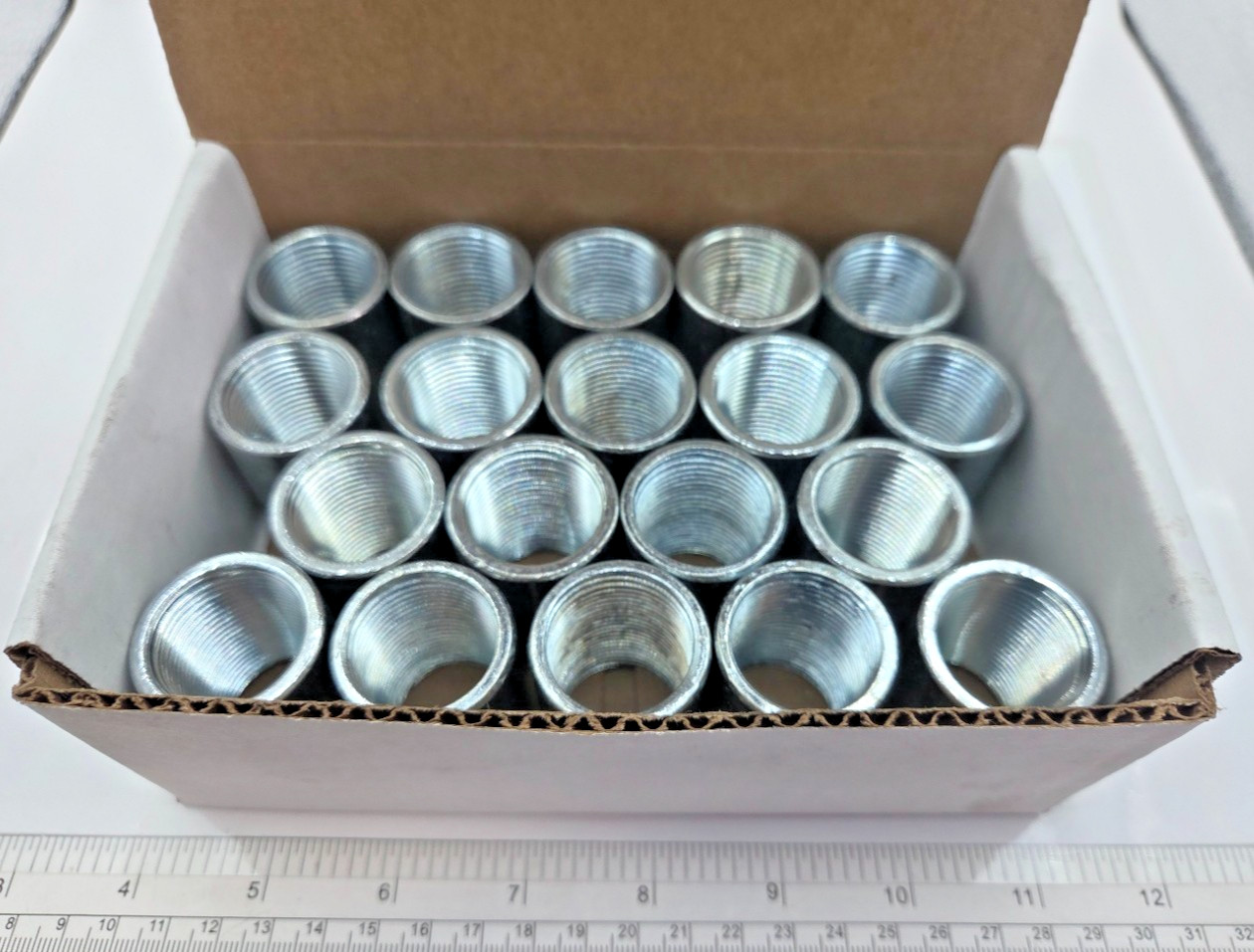 LOT OF 19 ECUSA-J 1" THREADED RIGID CONDUIT COUPLING ZINC PLATED, 0118I