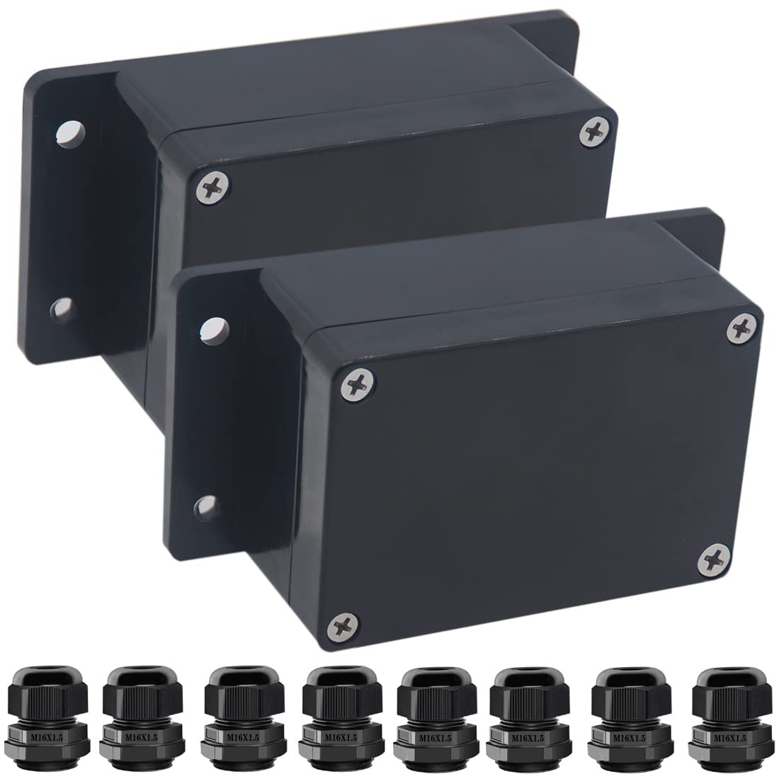 2 Pack Project Box IP65 Waterproof Junction Box ABS Plastic Black Electrical Box