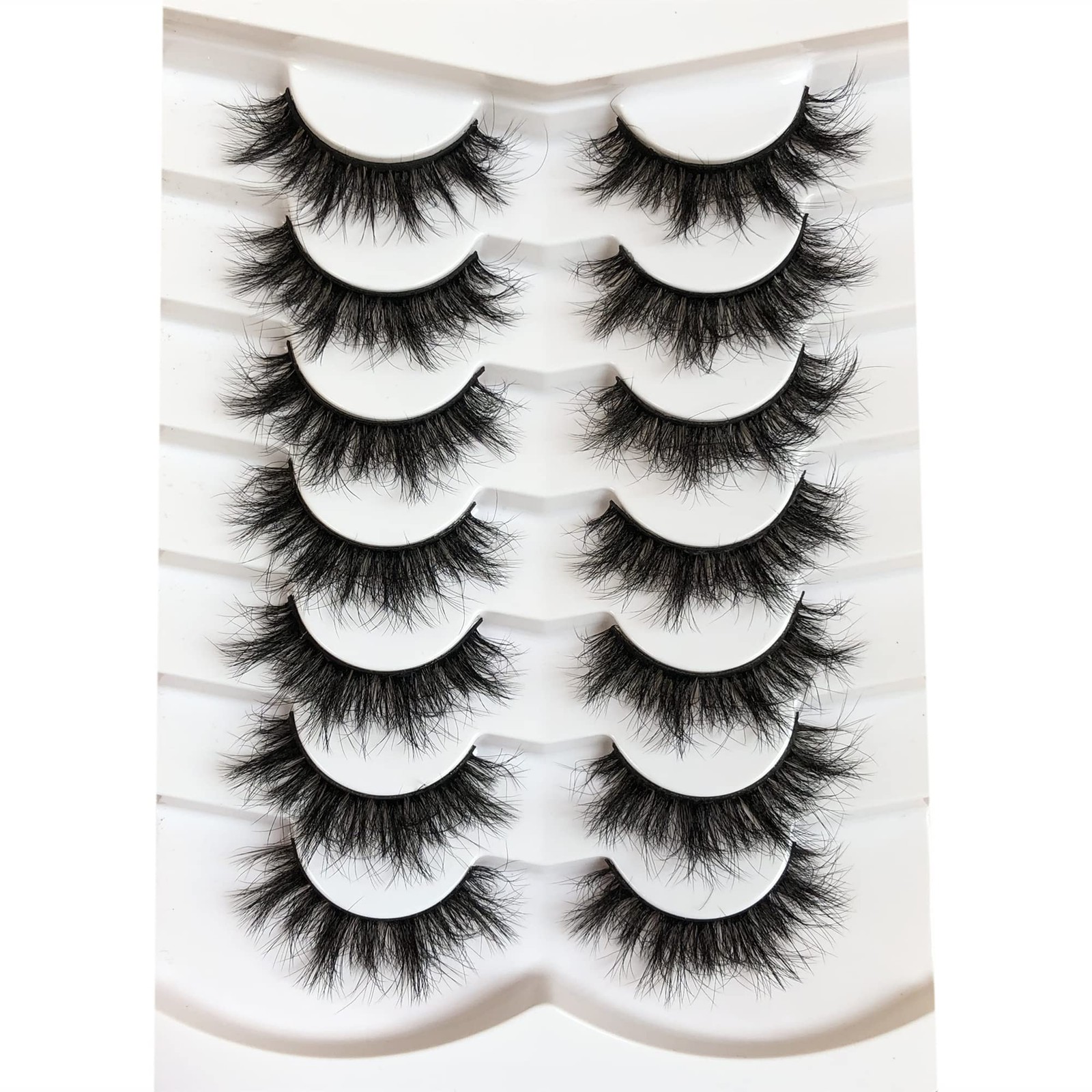 Pooplunch False Eyelashes Sexy Volume 8D Faux Mink 7 pair (Pack of 1), Black